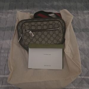 Gucci Beige and Black Monogram Belt Bag